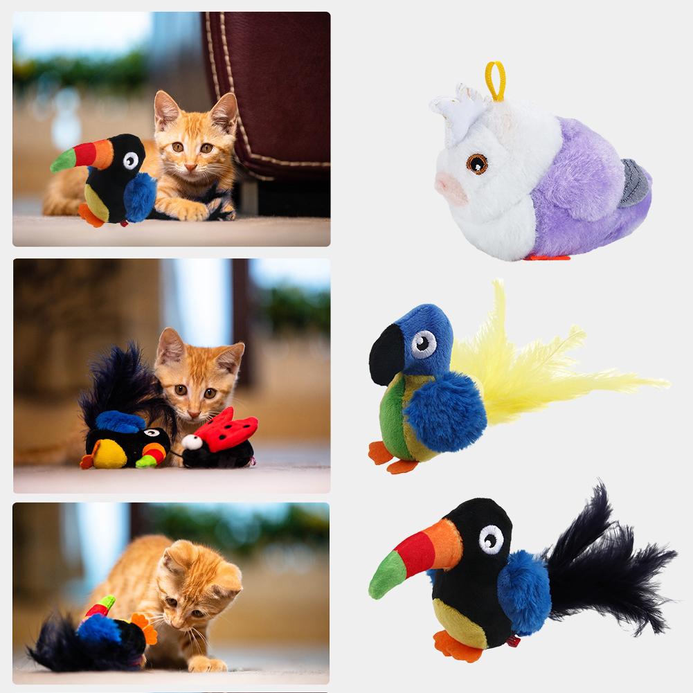 thumbnail image 2 of SGACAI Juguete interactivo con alas de pájaros que aletean, pájaro de peluche eléctrico que chirría y se burla de las mascotas y los gatos, juguetes realistas, 2 of 7