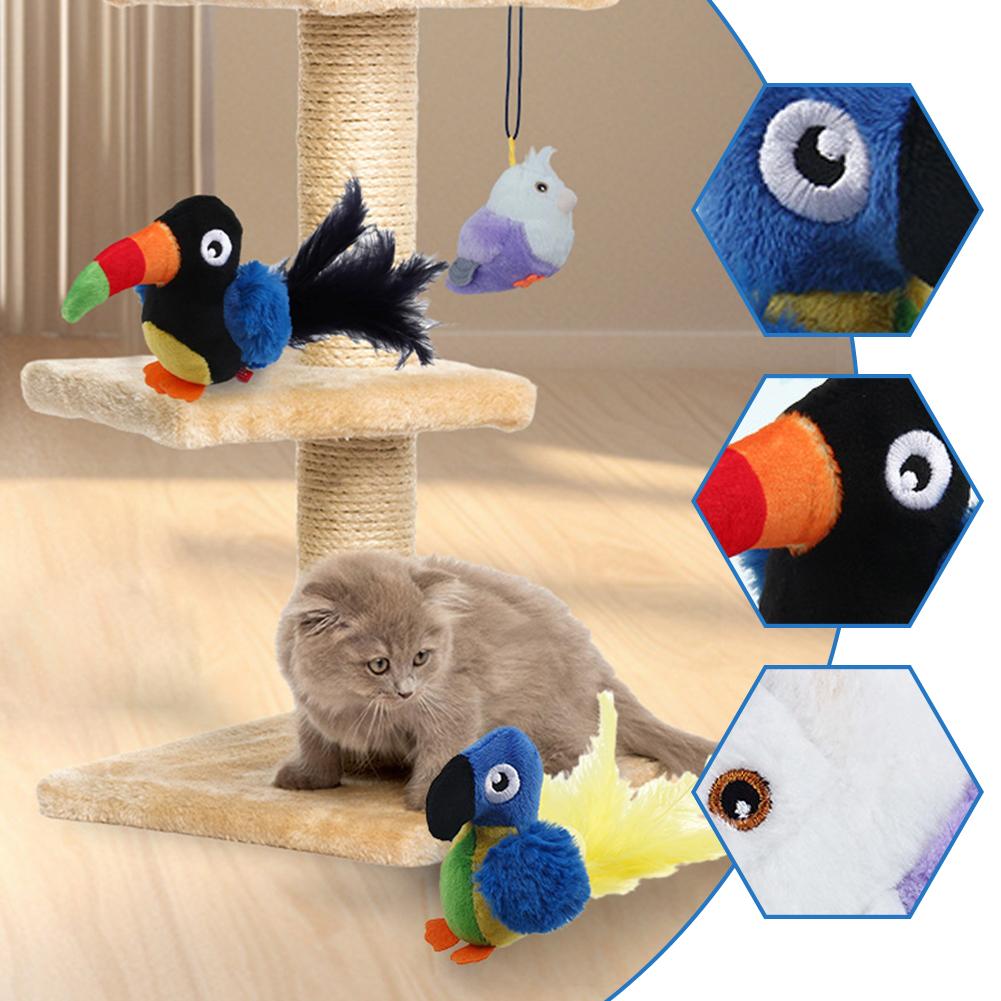 thumbnail image 3 of SGACAI Juguete interactivo con alas de pájaros que aletean, pájaro de peluche eléctrico que chirría y se burla de las mascotas y los gatos, juguetes realistas, 3 of 7