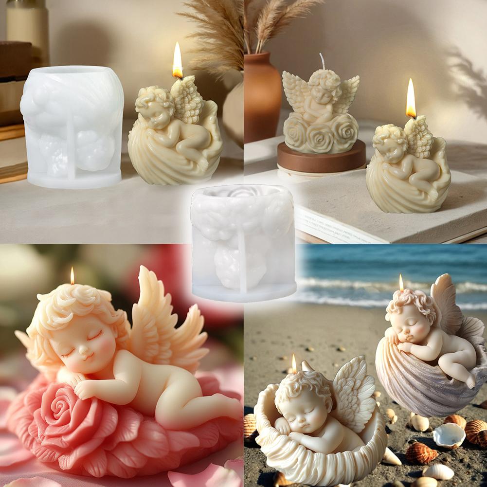 thumbnail image 3 of SGACAI Molde de resina para hacer velas con forma de ángel de rosa para dormir, decoración para aromaterapia y hogar, 3 of 7