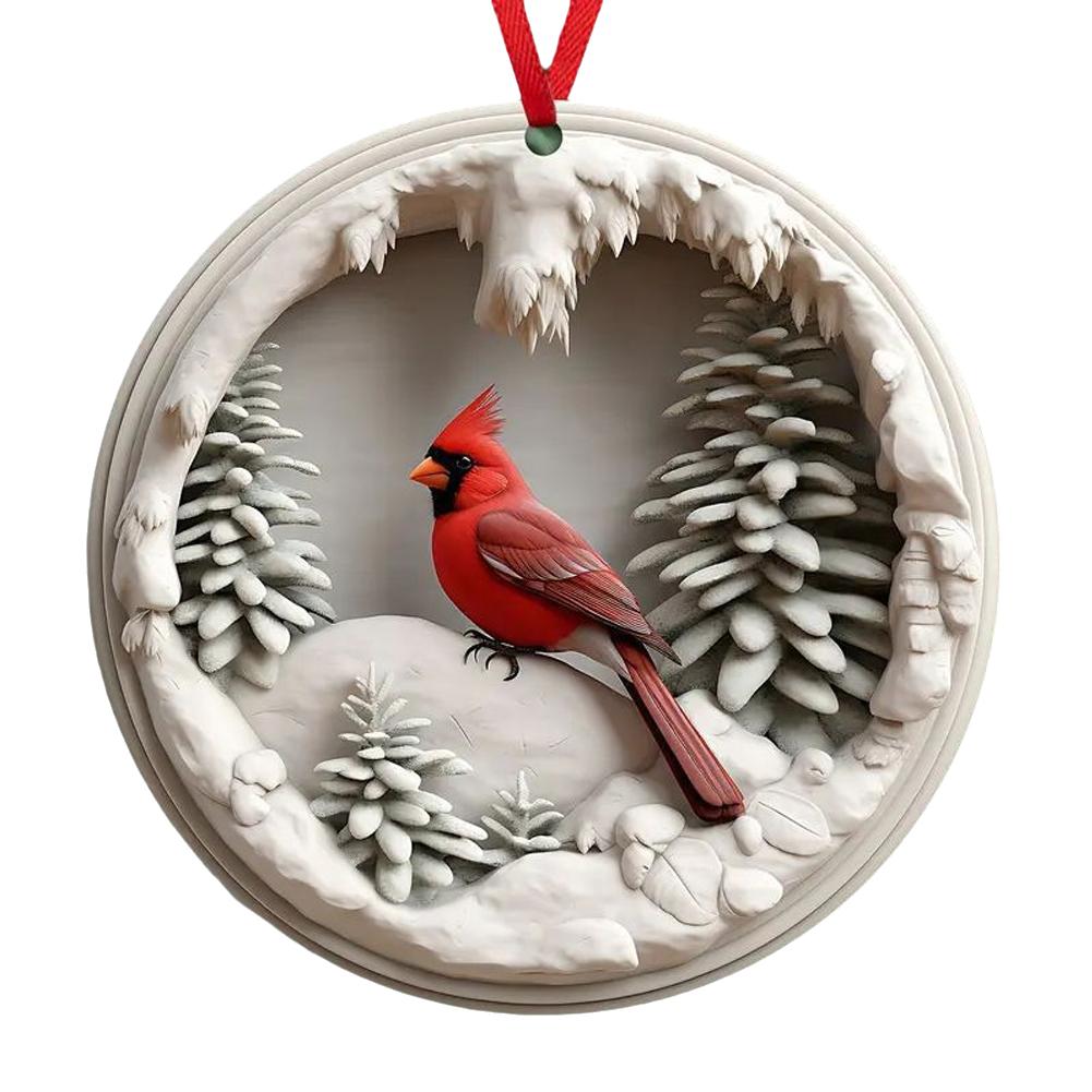 thumbnail image 4 of Ruifaya Adorno navideño de cardenal rojo, pequeños pájaros rojos, mini adornos colgantes conmemorativos de cardenal para árbol de Navidad, cálida decoración navideña, 4 of 7