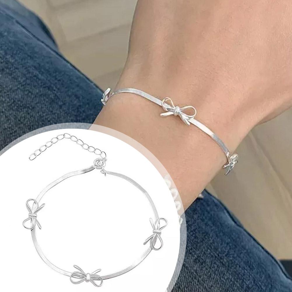thumbnail image 3 of Wartleves Pulseras de cadena de serpiente Pulsera de nudos de lazo con lazos de cinta para mujer, 3 of 7