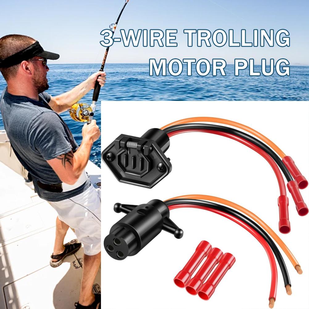 thumbnail image 3 of Wartleves CQJJTKX Enchufe para motor de arrastre, enchufe y receptáculo para motor de arrastre de 3 cables de calibre 8, enchufe para motor de arrastre impermeable profesional, para barco Minn Kota, c, 3 of 7