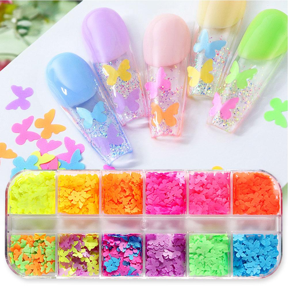 thumbnail image 3 of Ruifaya ☆Nail Art Glitter BUTTERFLY Luminoso Brilla en la Oscuridad Color Amarillo Claro, 3 of 7