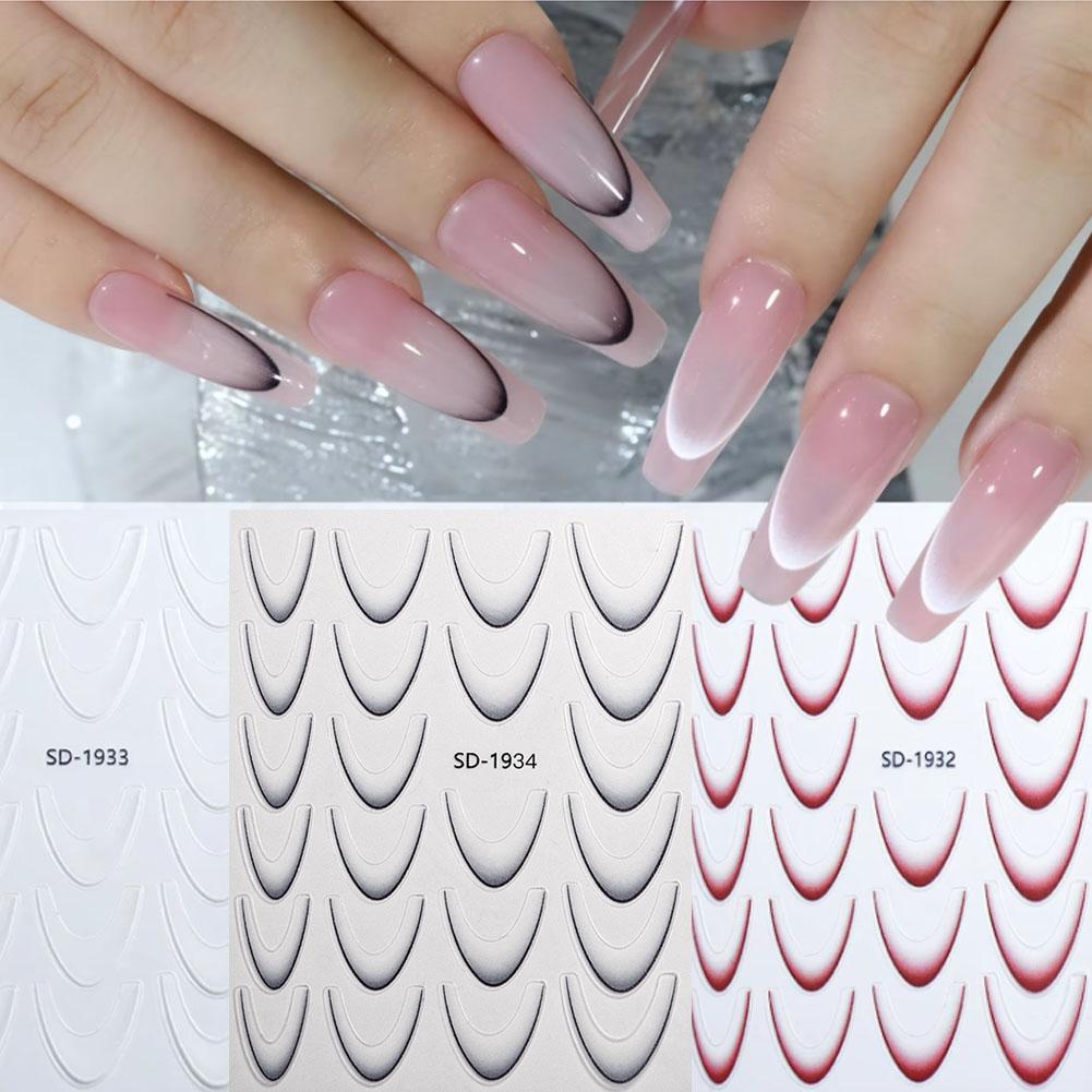thumbnail image 3 of Ruifaya Pegatinas de uñas con degradado francés de moda, línea blanca y negra, decoración de manicura ¡CALIENTE!, 3 of 7