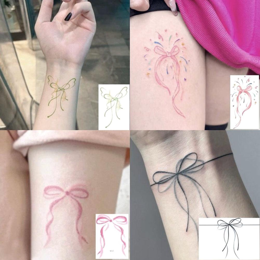 thumbnail image 4 of SGACAI Hojas de tatuajes temporales de lazo, pegatinas impermeables para brazos, piernas y cuerpo, tatuajes de Halloween Z λд, 4 of 7