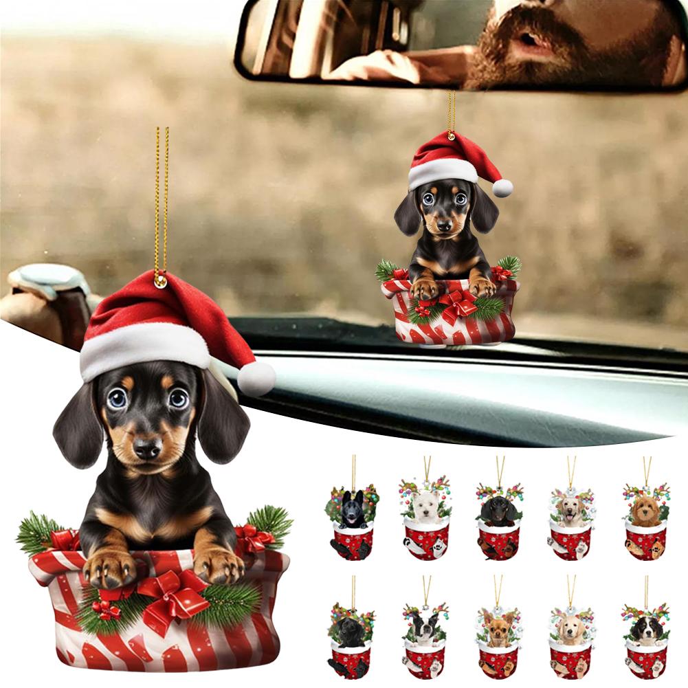 thumbnail image 4 of Wartleves Colgante de perro navideño acrílico para espejo retrovisor de coche, decoración DIY, 4 of 7