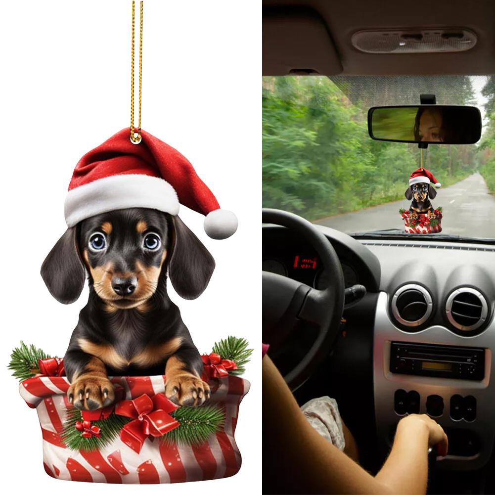 thumbnail image 3 of Wartleves Colgante de perro navideño acrílico para espejo retrovisor de coche, decoración DIY, 3 of 7
