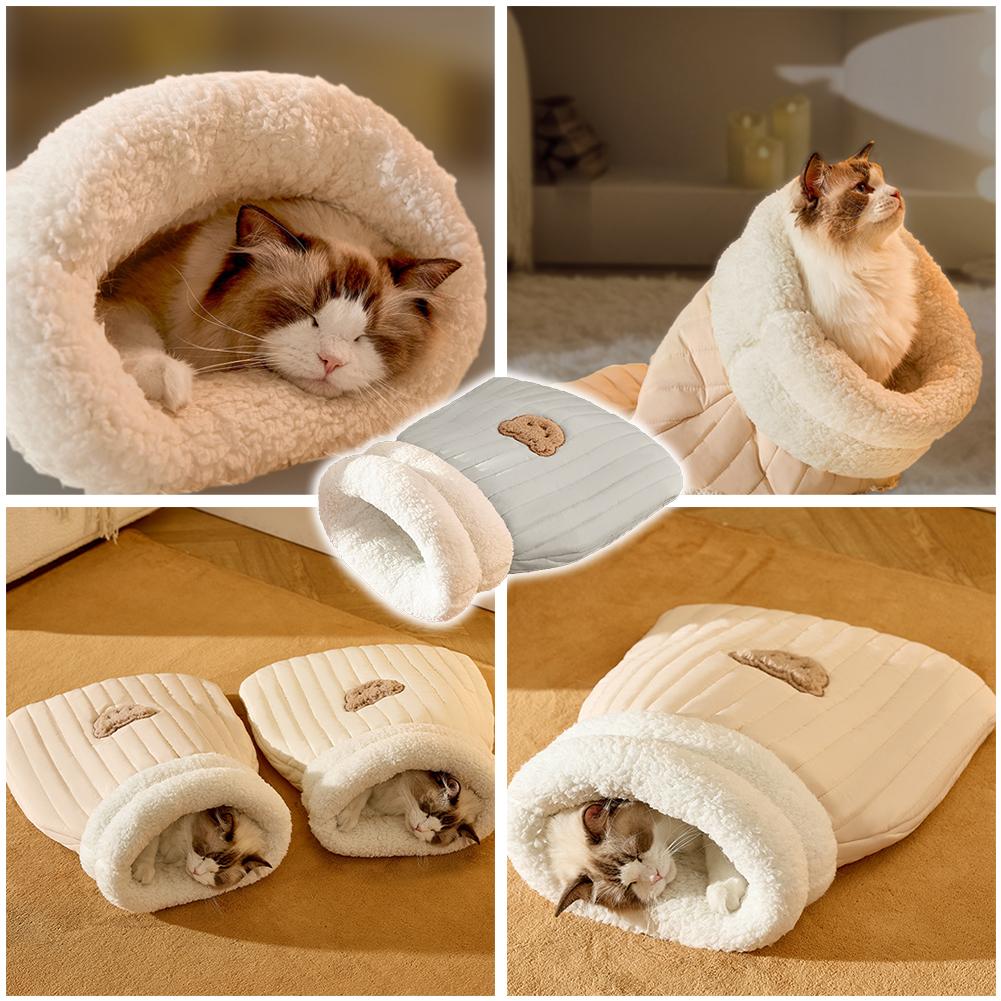 thumbnail image 3 of Wartleves Saco de dormir para mascotas, almohadilla térmica, acogedora cama para gatos, cueva, tamaño 2, bolsa de algodón PP U5, 3 of 7