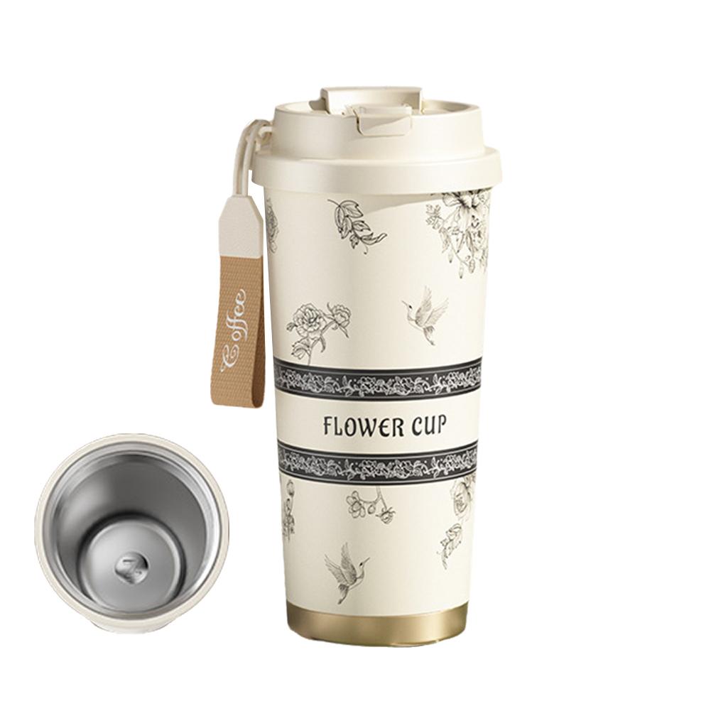 thumbnail image 4 of Wartleves Taza de café con revestimiento de cerámica Lily Valley para niñas, taza doble de alto valor para beber, regalo de alta gama de acero inoxidable Q0x4, 4 of 7