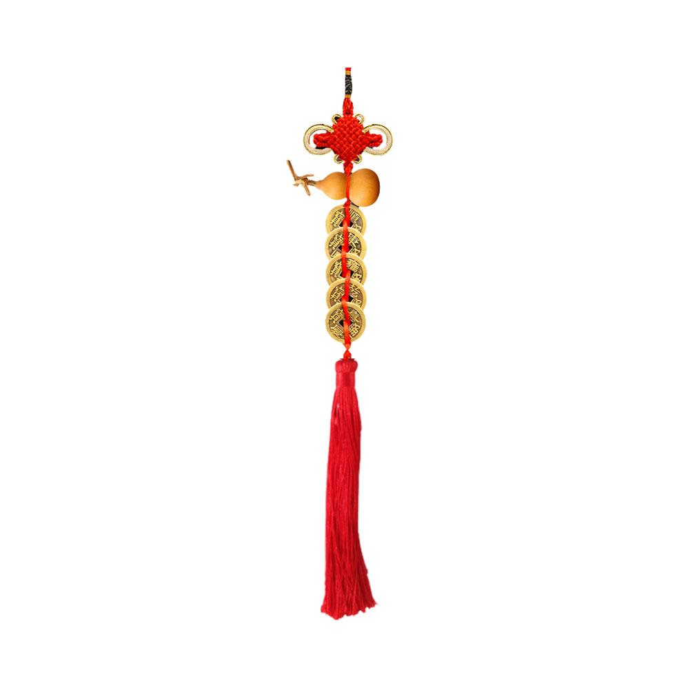 thumbnail image 5 of SGACAI Adorno chino de la suerte para coche, decoración de cinco emperadores, dinero antiguo con nudo, decoración infinita, rojo chino, 5 of 7