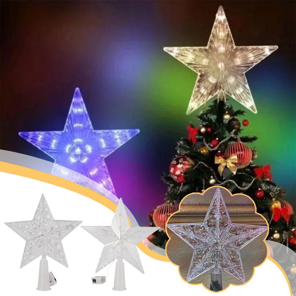 thumbnail image 2 of Ruifaya Estrella para la parte superior del árbol de Navidad, luz blanca cálida para la decoración del árbol de Navidad, copa iluminada para la decoración del árbol de Navidad en el hogar, estrella, 2 of 7