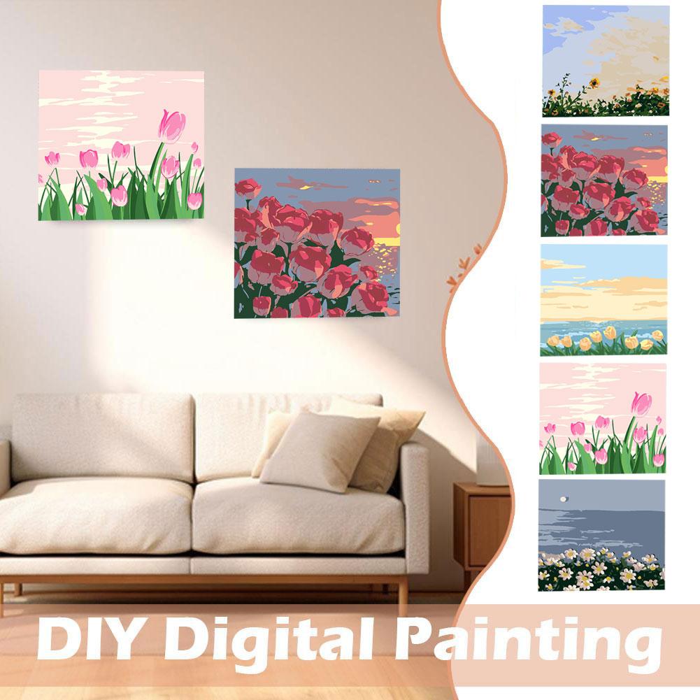 thumbnail image 2 of SGACAI Pintura digital DIY Nueva pintura al óleo digital Paisaje Pintura de flores Haute л◇, 2 of 7