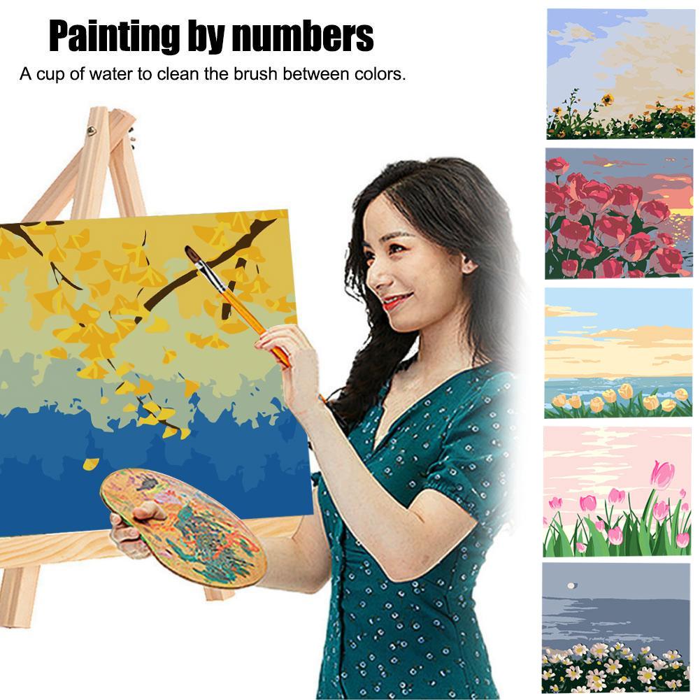 thumbnail image 3 of SGACAI Pintura digital DIY Nueva pintura al óleo digital Paisaje Pintura de flores Haute л◇, 3 of 7