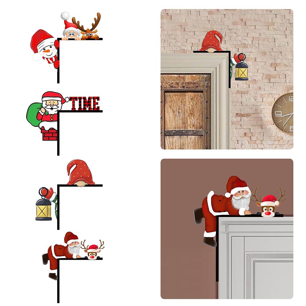 thumbnail image 3 of SGACAI Adorno para puerta de Navidad 2024, divertido adorno para esquina de puerta con marco de Papá Noel, decoración navideña con marco de madera para pared, ventana, muebles, 3 of 7