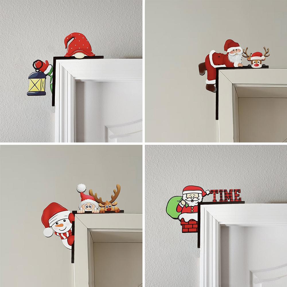 thumbnail image 2 of SGACAI Adorno para puerta de Navidad 2024, divertido adorno para esquina de puerta con marco de Papá Noel, decoración navideña con marco de madera para pared, ventana, muebles, 2 of 7