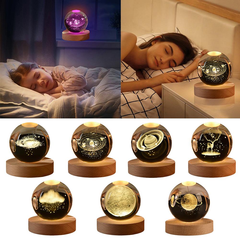 thumbnail image 3 of Ruifaya Bola de cristal del sistema solar 3D, esferas estelares calmantes de 2,4 pulgadas, la galaxia, luz de noche en forma de bola para la decoración de la sala de estar del dormitorio, escultura, 3 of 7