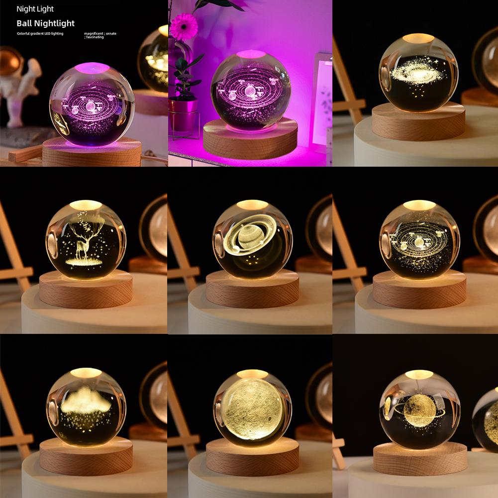 thumbnail image 2 of Ruifaya Bola de cristal del sistema solar 3D, esferas estelares calmantes de 2,4 pulgadas, la galaxia, luz de noche en forma de bola para la decoración de la sala de estar del dormitorio, escultura, 2 of 7