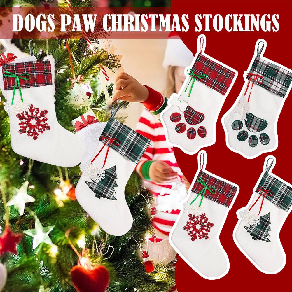 thumbnail image 2 of Ruifaya Calcetines navideños con forma de huella de perro, decoración del hogar, accesorios de regalo, calcetines navideños, 2 of 7
