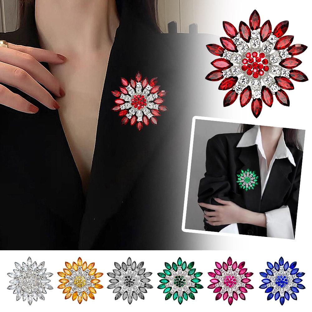thumbnail image 2 of SGACAI Broche de mujer, broche de flores, broche de cristal con diamantes de imitación, joyería para fiesta de bodas, 2 of 7