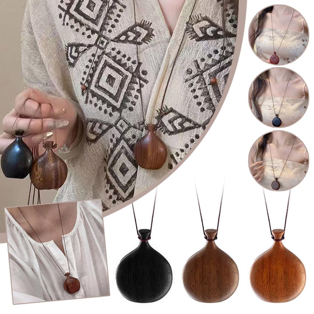 thumbnail image 2 of SGACAI Collares colgantes largos con forma de jarra de madera, cadena de cuerda ajustable, gargantillas, regalo de cumpleaños:, 2 of 7