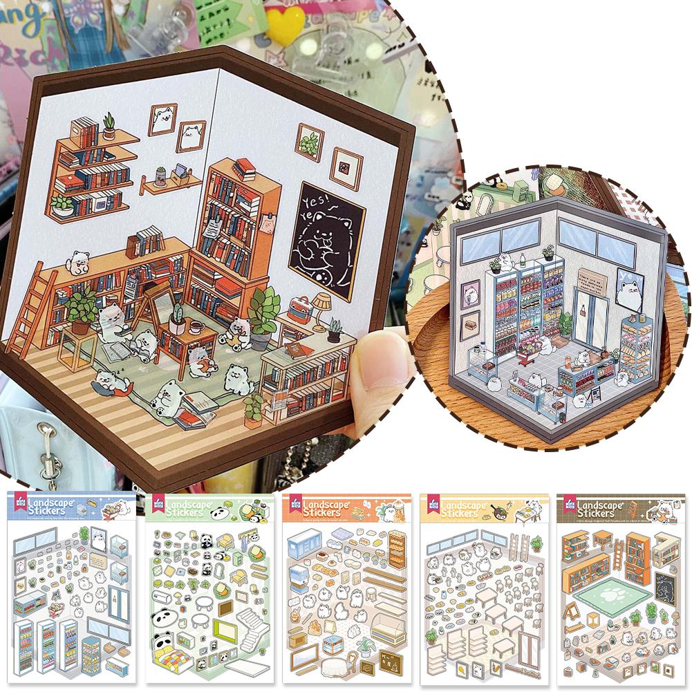 thumbnail image 3 of Wartleves Pegatinas de paisajes 3D Pegatinas de escenas espaciales creativas Bonitas y originales, 3 of 7