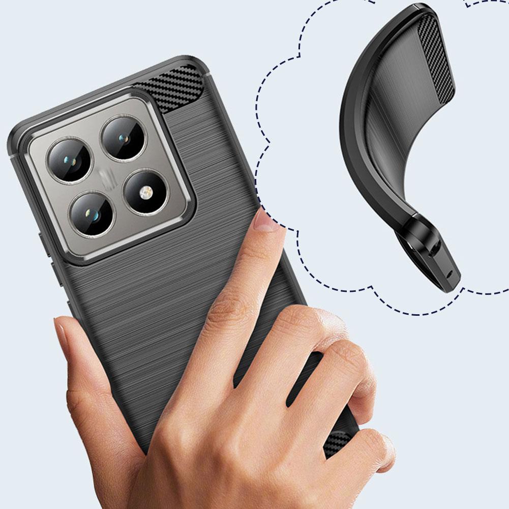 thumbnail image 2 of Ruifaya Funda protectora de TPU para teléfono móvil, carcasa suave de TPU con fibra de carbono cepillada para Mi, 2 of 7