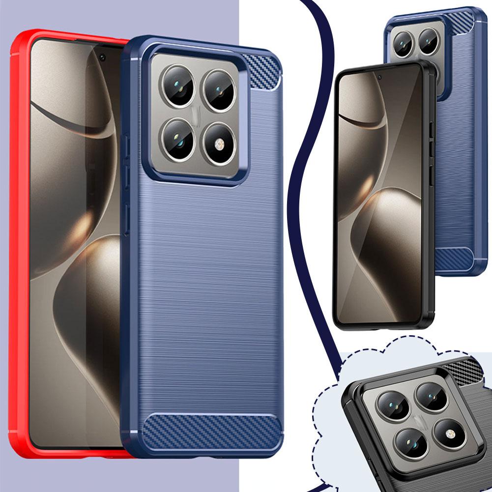 thumbnail image 3 of Ruifaya Funda protectora de TPU para teléfono móvil, carcasa suave de TPU con fibra de carbono cepillada para Mi, 3 of 7