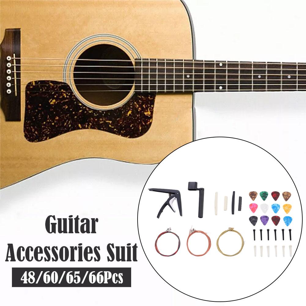 thumbnail image 2 of Wartleves Kit de accesorios para guitarra de 48 a 66 piezas, herramienta para cambiar cuerdas, capo y afinador, 2 of 7