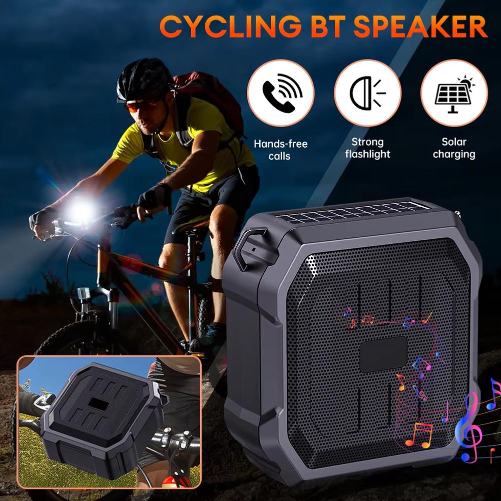 thumbnail image 3 of Ruifaya Luz para bicicleta con altavoz solar Bluetooth, caja de sonido inalámbrica, linterna LED y, 3 of 7