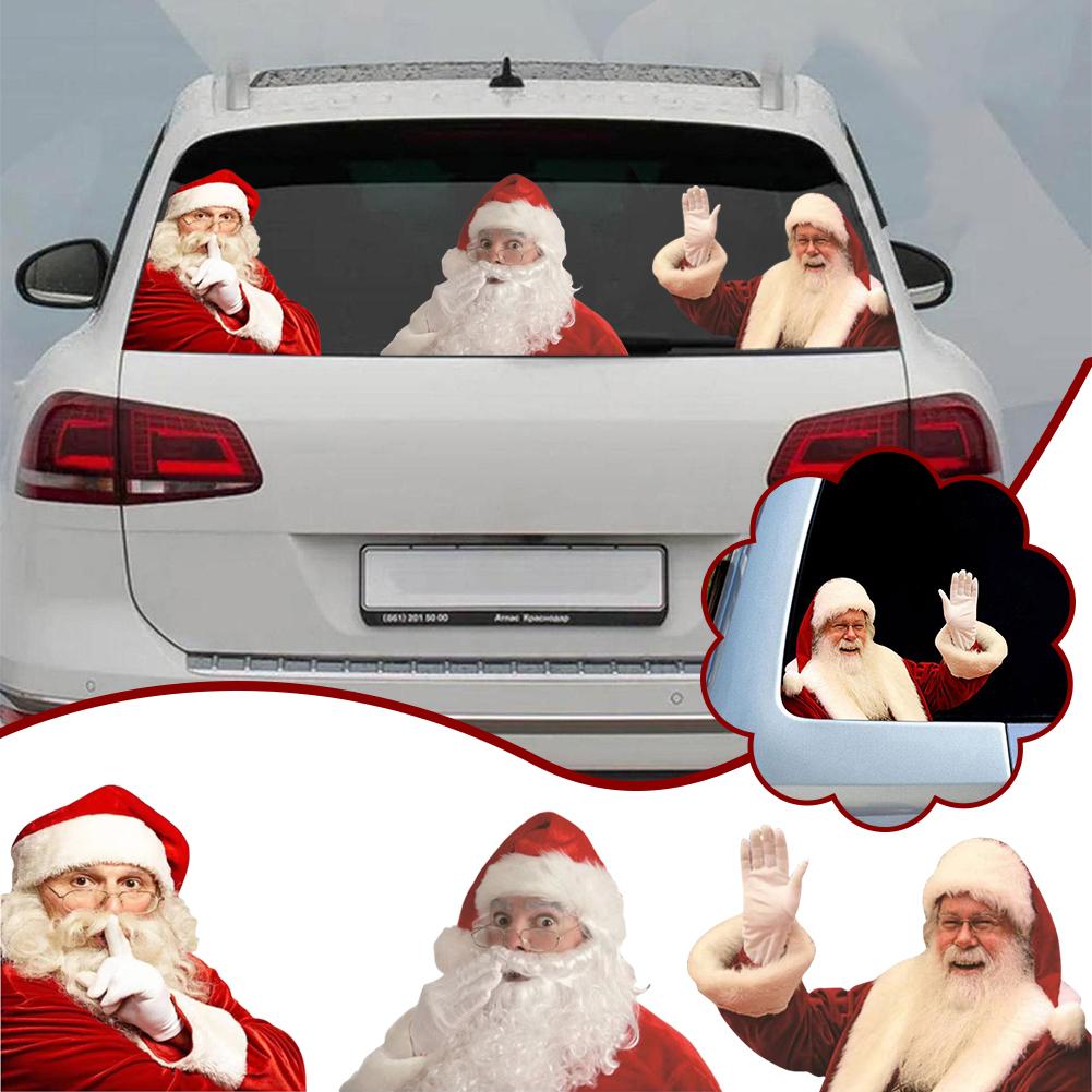 thumbnail image 3 of Ruifaya Pegatinas navideñas para ventana trasera de coche, divertidas calcomanías autoadhesivas de Papá Noel para coches, calcomanías PET visibles para decoración de ventanas interiores, lindas calc, 3 of 7