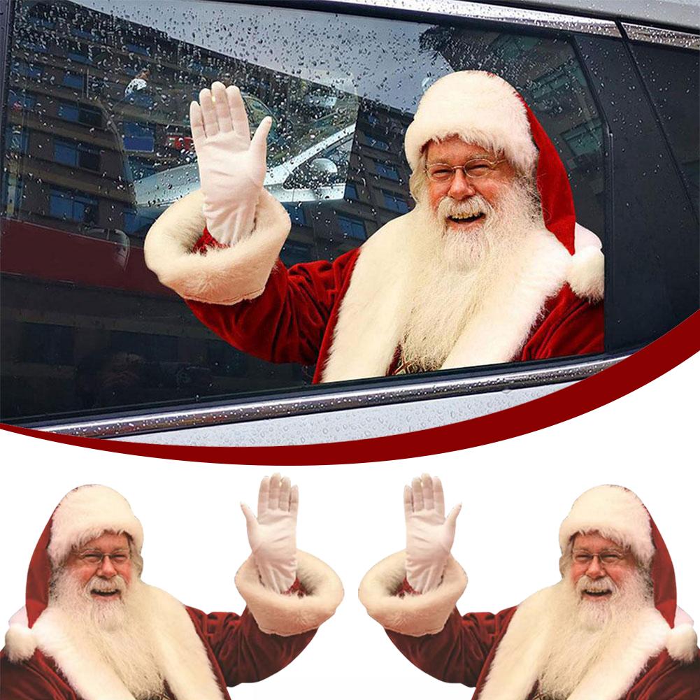 thumbnail image 2 of Ruifaya Pegatinas navideñas para ventana trasera de coche, divertidas calcomanías autoadhesivas de Papá Noel para coches, calcomanías PET visibles para decoración de ventanas interiores, lindas calc, 2 of 7