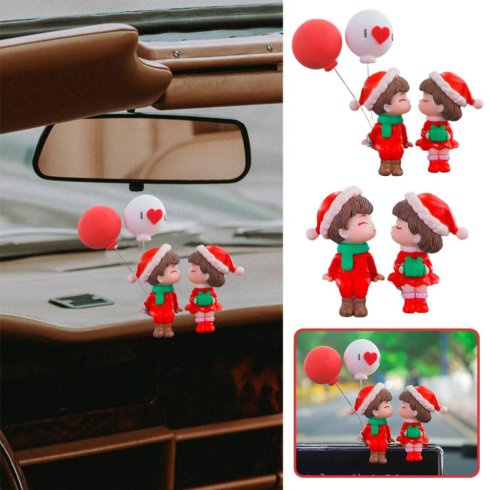 thumbnail image 2 of Wartleves Figuras de pareja de dibujos animados navideños, adorno para el interior del coche, regalo para el salpicadero R8, 2 of 7