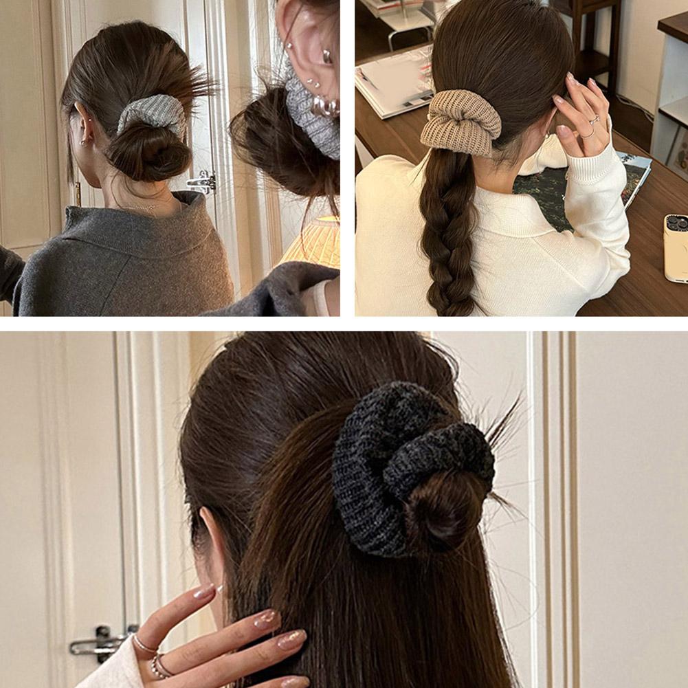 thumbnail image 4 of Wartleves Diadema ancha de lana trenzada, estilo retro, para niñas, con bandas anchas para el cabello, para coleta baja, B US, 4 of 7