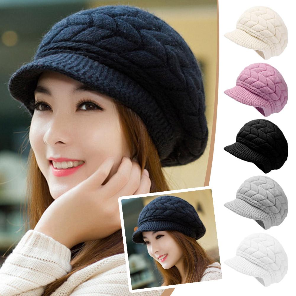 thumbnail image 3 of Wartleves Gorros de invierno para mujer, gorro de punto cálido, gorro holgado con ala ancha, 3 of 7