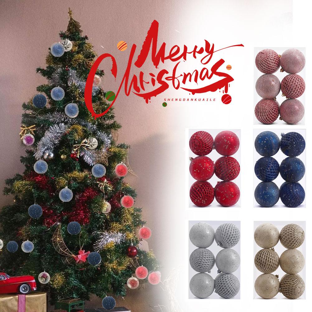 thumbnail image 2 of Ruifaya Juego de adornos navideños con bolas de lentejuelas brillantes, paquete de 6, decoración para árbol de Navidad irrompible, decoración de bolas, adornos navideños, 2 of 7