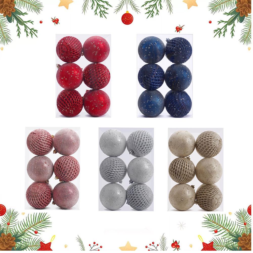 thumbnail image 3 of Ruifaya Juego de adornos navideños con bolas de lentejuelas brillantes, paquete de 6, decoración para árbol de Navidad irrompible, decoración de bolas, adornos navideños, 3 of 7