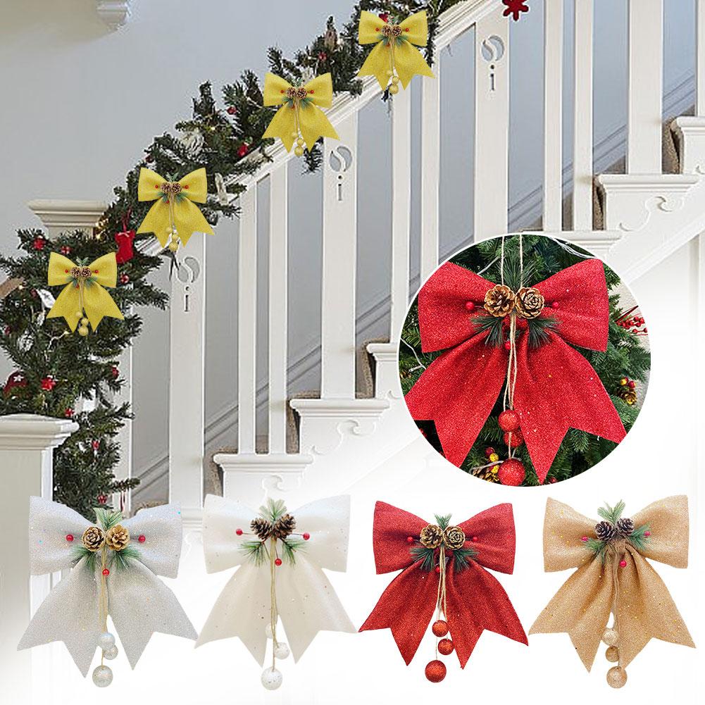 thumbnail image 3 of Ruifaya Adorno colgante para árbol de Navidad con lazo de polvo dorado para decoración del hogar #✨ de, 3 of 7