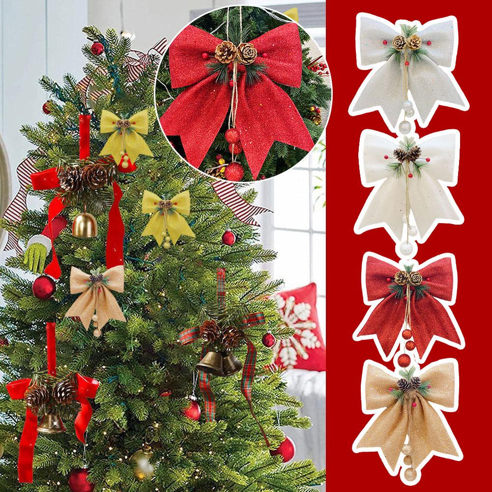 thumbnail image 2 of Ruifaya Adorno colgante para árbol de Navidad con lazo de polvo dorado para decoración del hogar #✨ de, 2 of 7