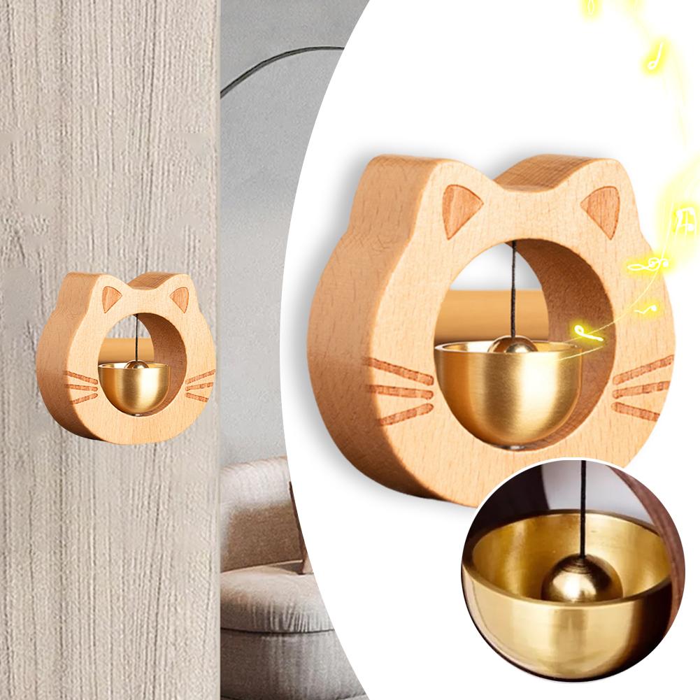 thumbnail image 3 of Wartleves Timbre de madera estilo gato para puerta de entrada, timbre de viento para puerta de entrada, timbre para comerciantes, 3 of 7
