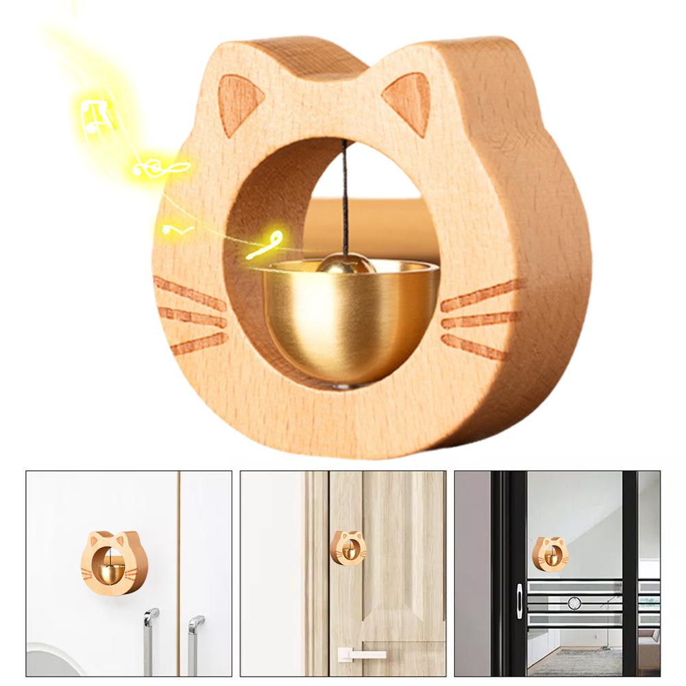 thumbnail image 4 of Wartleves Timbre de madera estilo gato para puerta de entrada, timbre de viento para puerta de entrada, timbre para comerciantes, 4 of 7