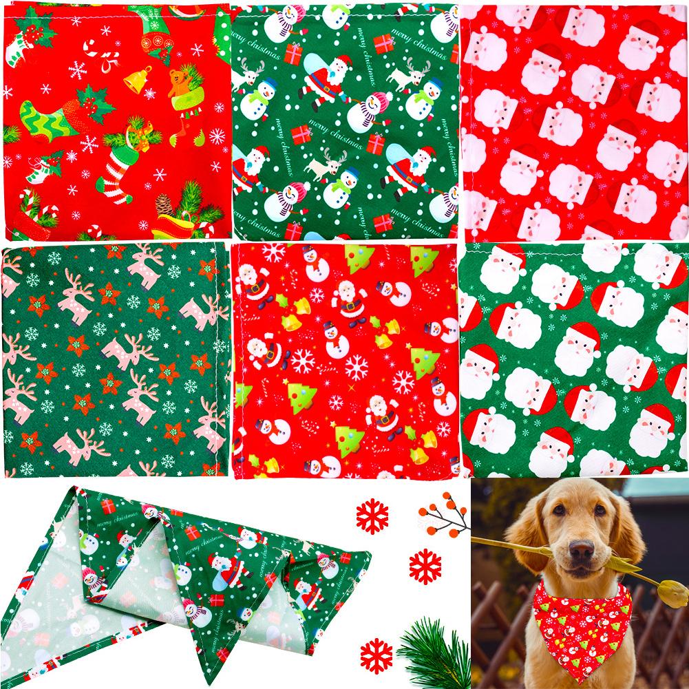 thumbnail image 3 of Ruifaya Pañuelos navideños para perros SHANGYU, baberos triangulares para mascotas, bufanda reversible de Papá Noel para perros, toalla de saliva suave para mascotas, bufanda lavable, para perros pe, 3 of 7