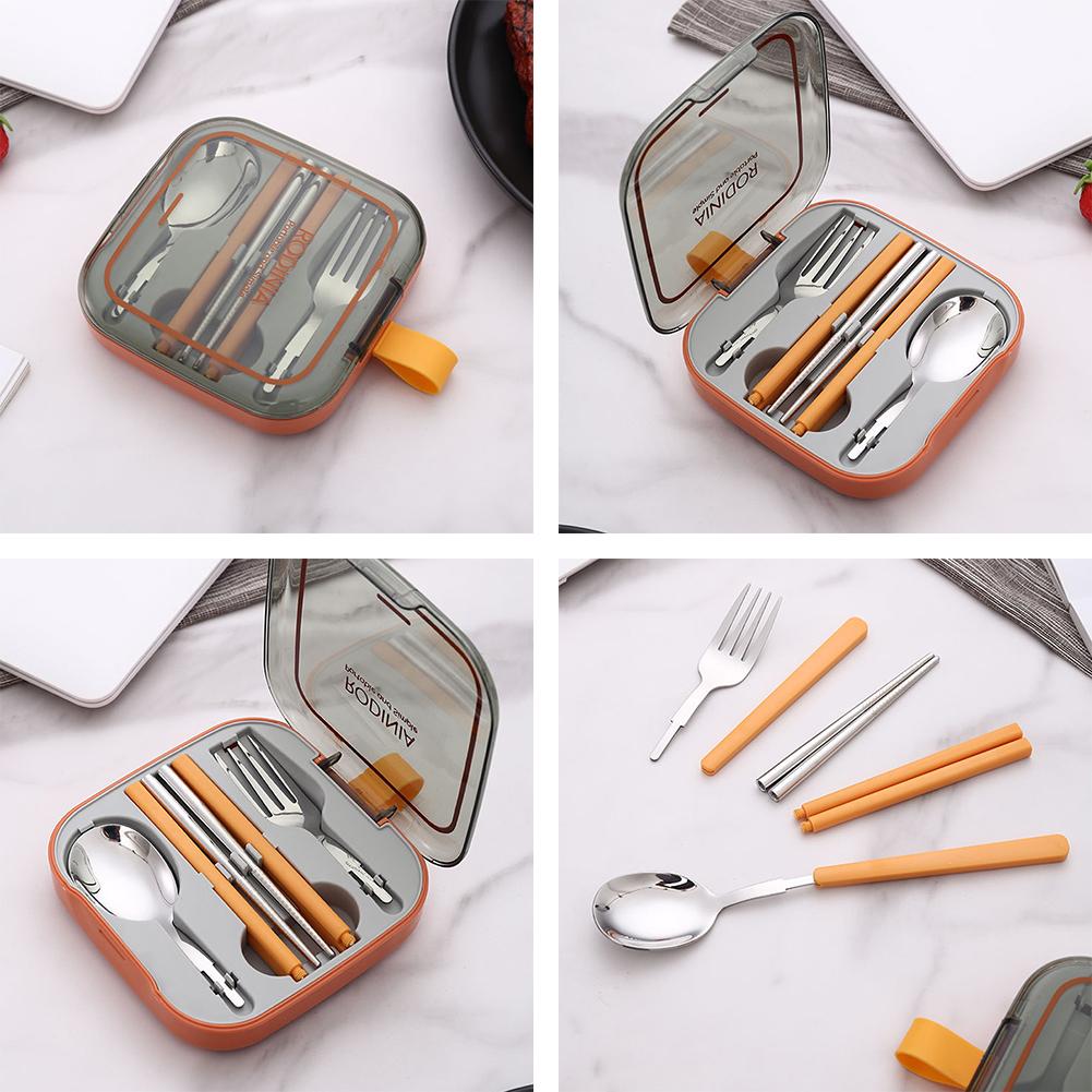 thumbnail image 4 of SGACAI Juego de utensilios de viaje portátiles Rtyweth con estuche, juego de cubiertos portátiles plegables, juego de camping de primera calidad, utensilios Reu 304 de acero inoxidable, 4 of 7
