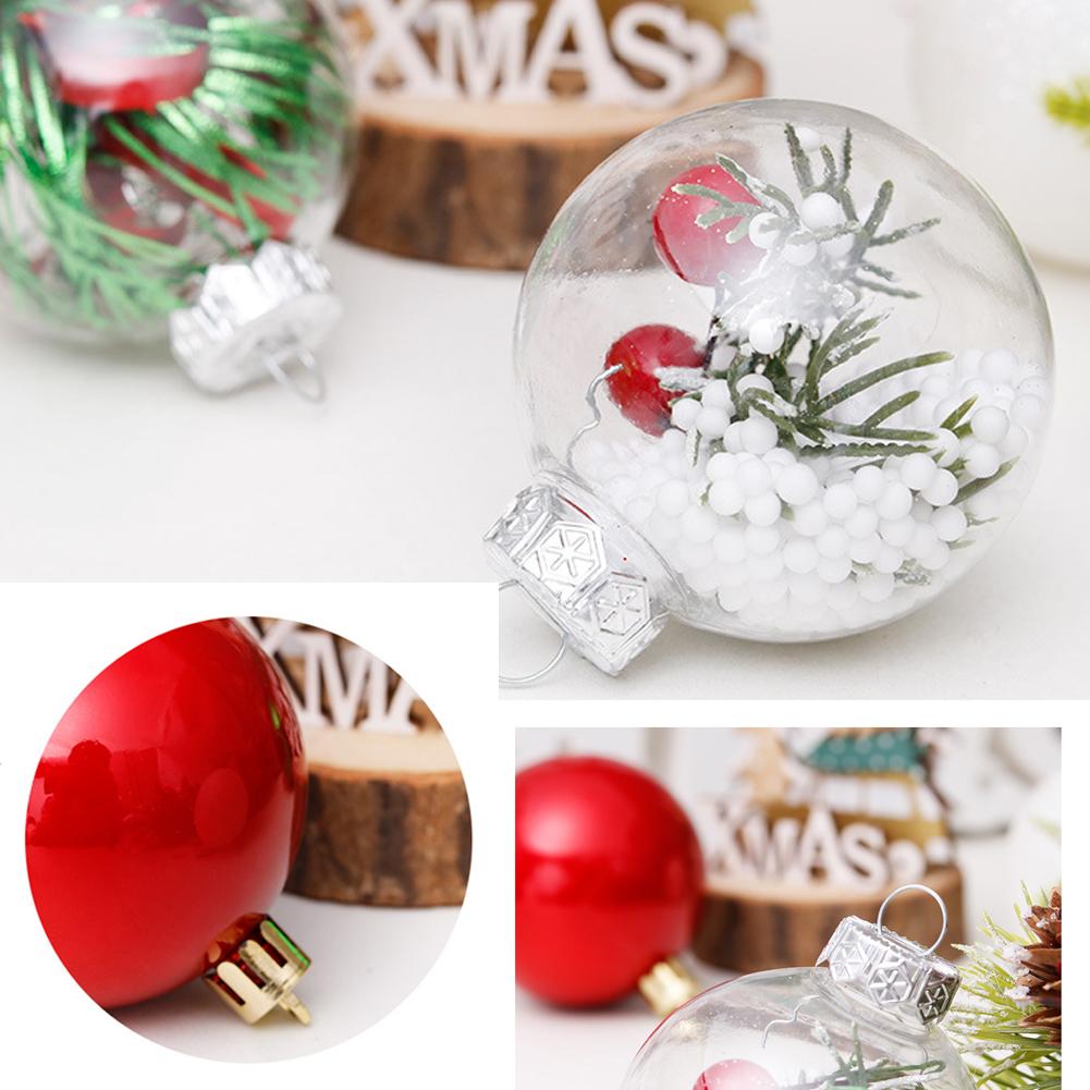 thumbnail image 3 of Ruifaya Paquete de 30 bolas navideñas de plástico transparente, bolas navideñas de 6 cm para manualidades, decoración para árbol de Navidad irrompible con purpurina, 3 of 7