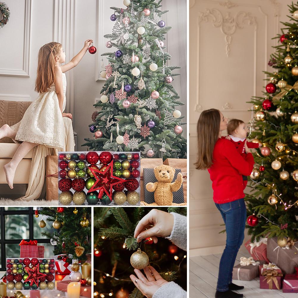 thumbnail image 3 of SGACAI Juego de adornos navideños de bolas irrompibles para decoración de árbol de Navidad, coloridos adornos navideños, 3 of 7