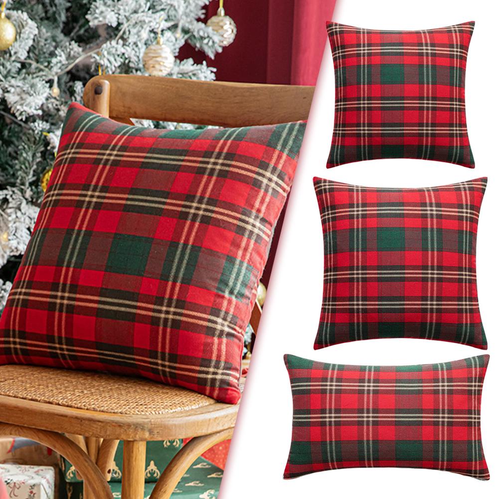 thumbnail image 3 of SGACAI Funda de almohada estilo americano a cuadros rojos y verdes Nueva NUEVA, 3 of 7