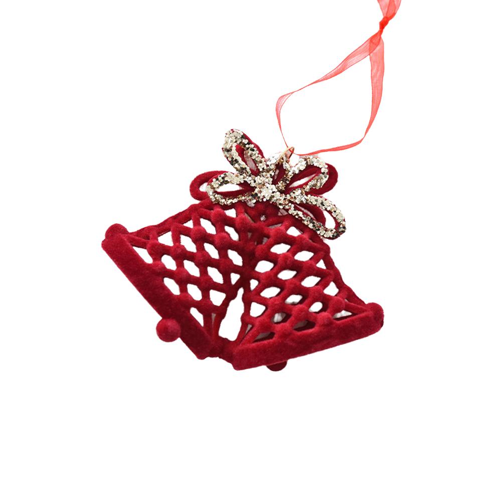 thumbnail image 4 of SGACAI Adornos navideños de terciopelo, adornos navideños de dulces, decoración navideña rústica, árbol de Navidad con copos de nieve flocados, 4 of 7