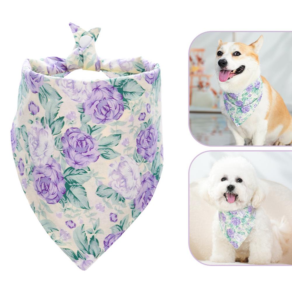 thumbnail image 4 of SGACAI Bandanas para perros, baberos triangulares de poliéster suave y transpirable, baberos reversibles con flores de rosas para perros, bufanda navideña, banda lavable, 4 of 7