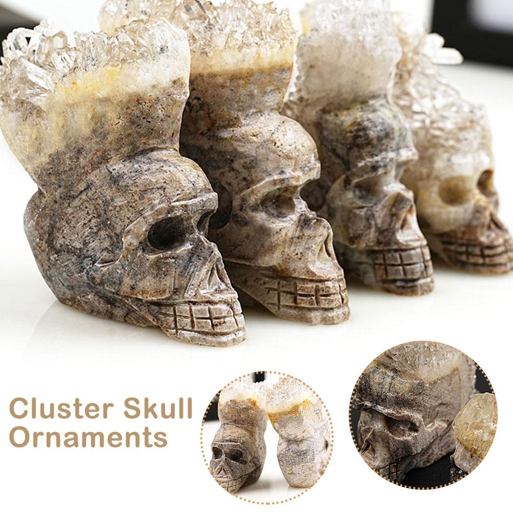 thumbnail image 2 of Ruifaya Escultura de arte fino con piedra preciosa tallada a mano con calavera de cristal, decoración elegante♯, 2 of 7
