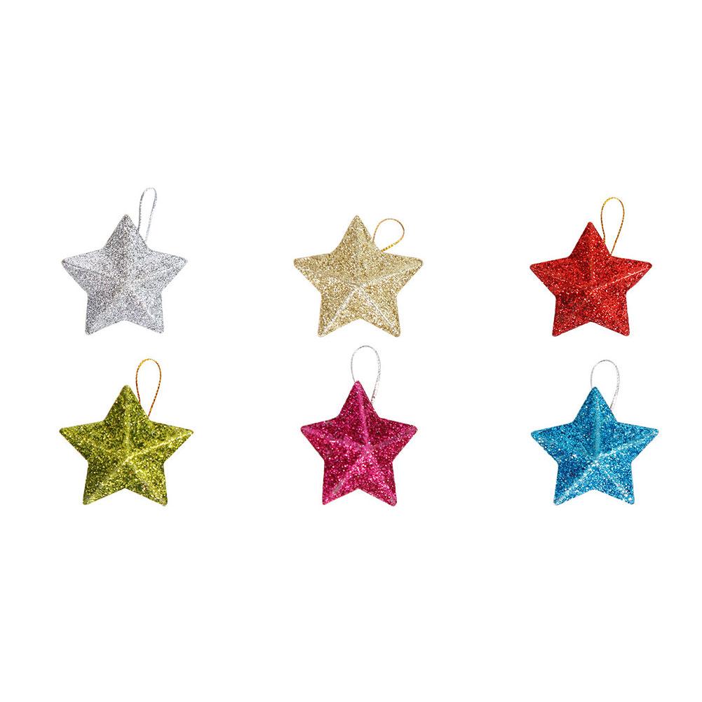 thumbnail image 5 of Ruifaya Adornos de estrella con purpurina dorada para colgar en el árbol de Navidad, 5 of 7