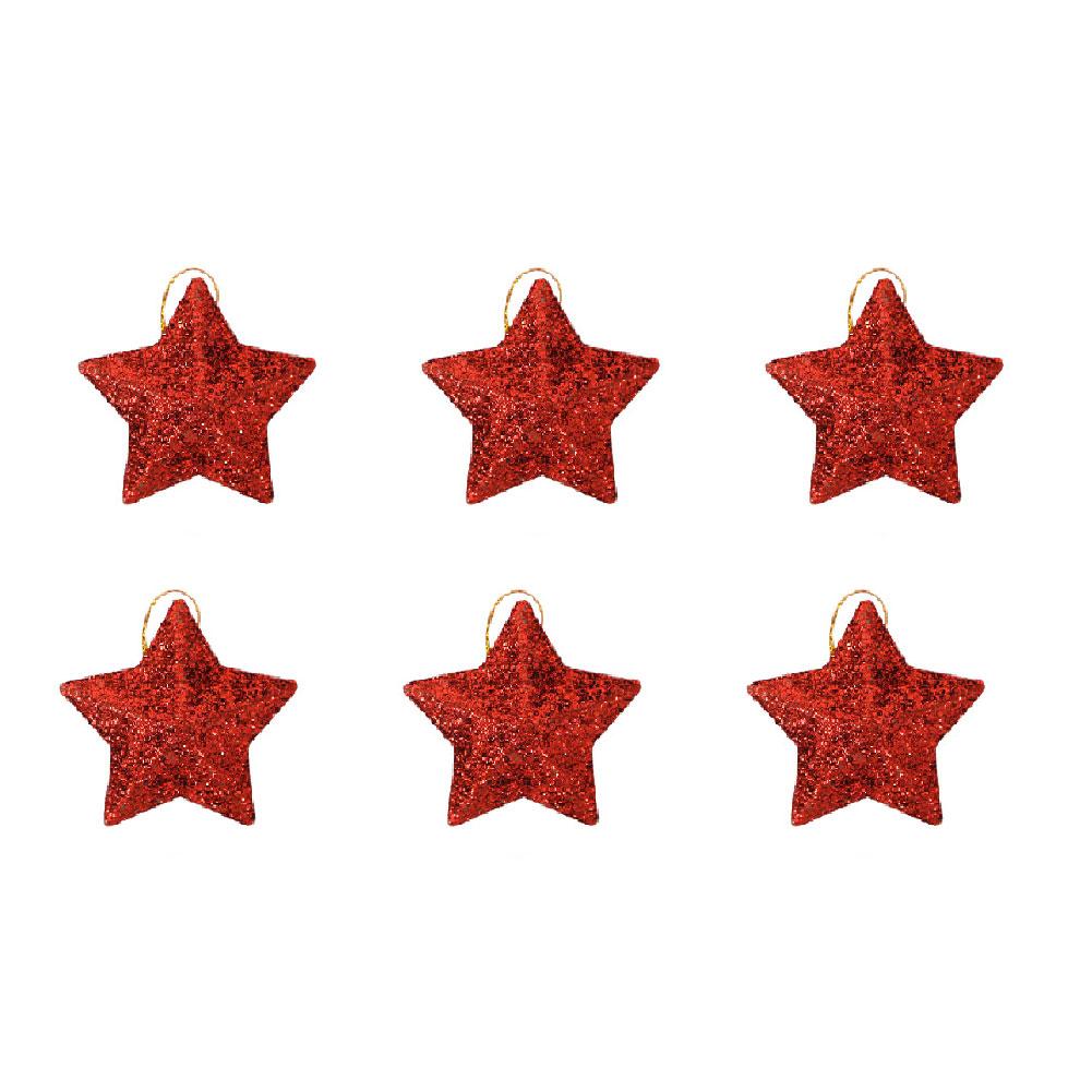 thumbnail image 4 of Ruifaya Adornos de estrella con purpurina dorada para colgar en el árbol de Navidad, 4 of 7